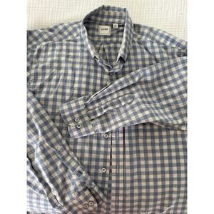 ROWM Size XXL cream and Light Blue Large Check Longe Sleeve Shirt
